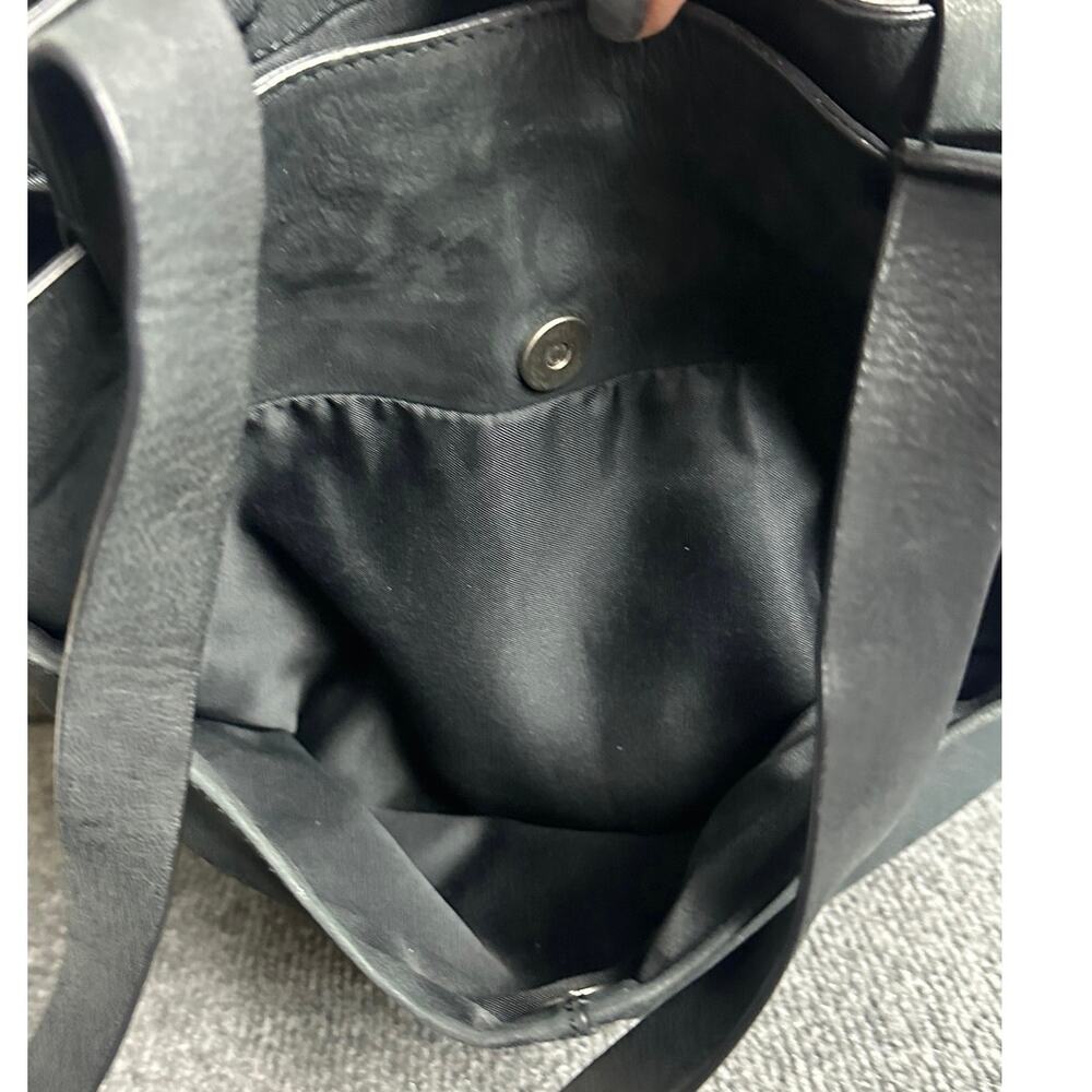 Lucky Brand Lysa leather tote asymmetrical straps buckle studs slouchy black - Picture 6 of 12